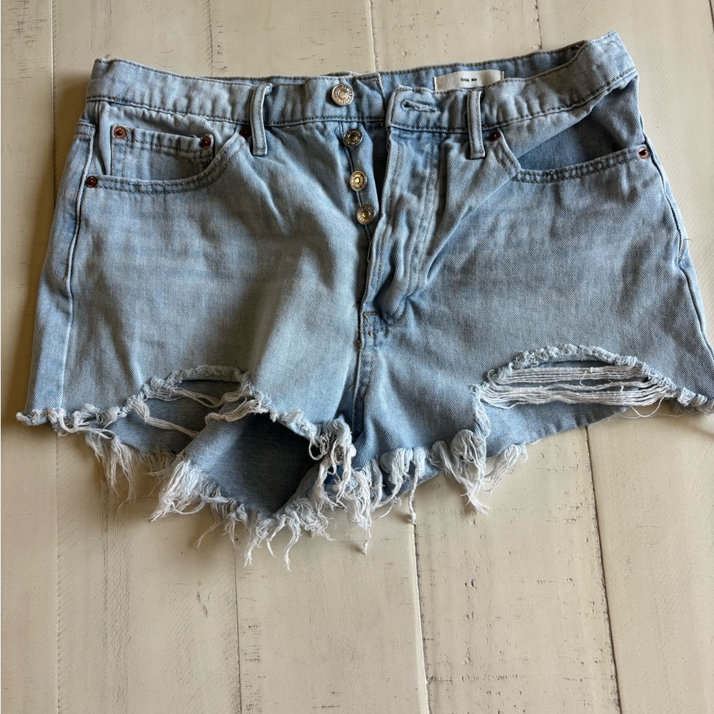 Jessica Simpson Blue Jean Shorts Distressed Mid-Rise